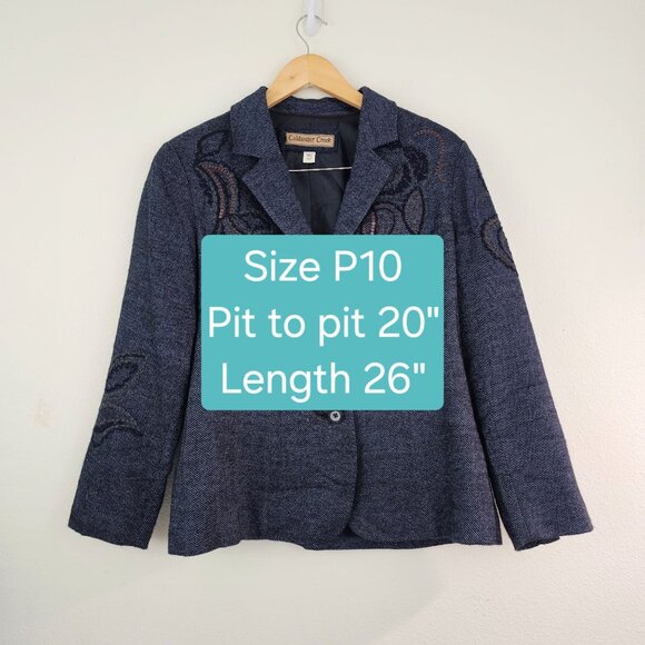 American Vintage Womens Sz 10P Wool Blend Embroidered Sequin Blazer Boho Jacket - Picture 4 of 8